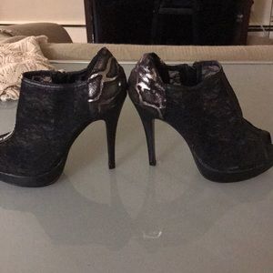 Black Lace bootie heels
